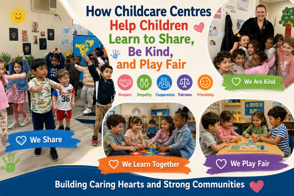 How Childcare Centres Help Children Learn to Share, Be Kind, and Play Fair