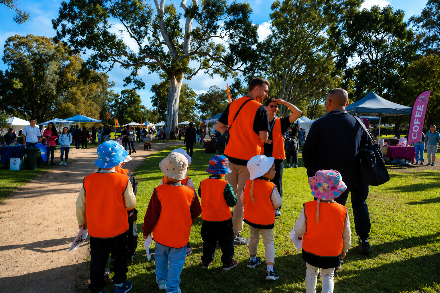 children walking event